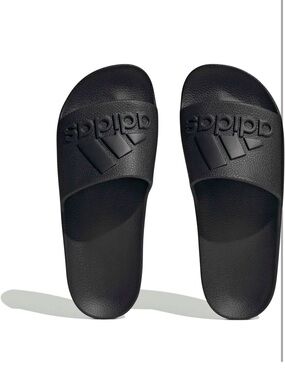 adidas Black Slide Sandals with Embossed Logo